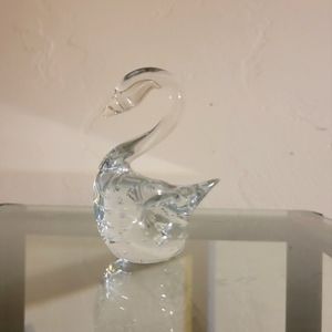 GLASS bubble ART CRYSTAL SWAN FIGURINE 3.5x2.5
